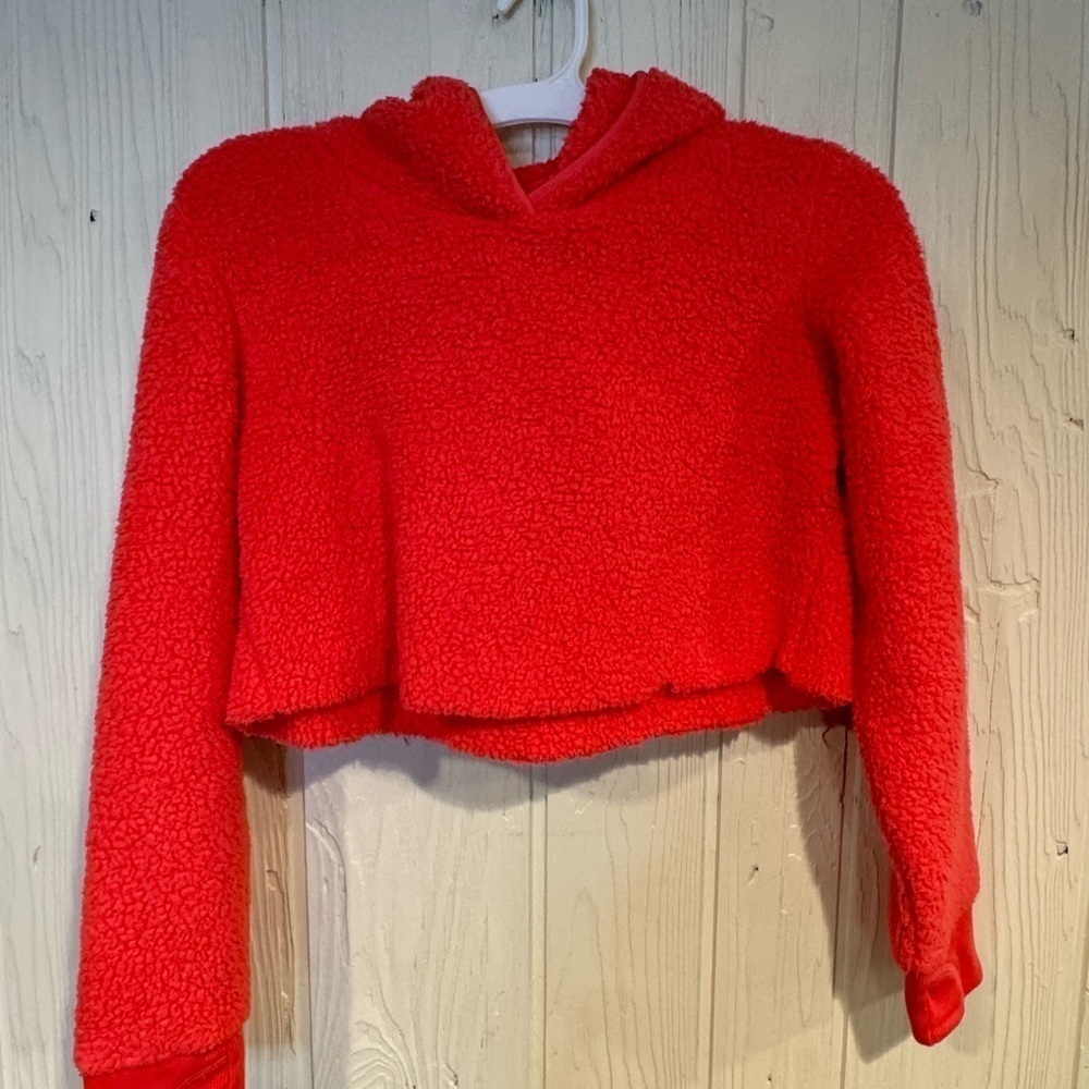 Girl Athleta Cropped Hooded Sherpa, Size XL 14